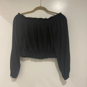 H&M Smocked Black Off The Shoulder Top